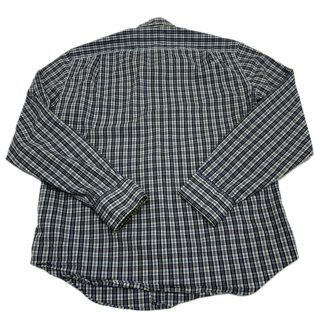 J Crew Shirt Mens Medium Blue Plaid Performance Slim Untucked Preppy Office